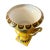 French Vintage Lyre Musical Motif Porcelain & Enamel Handled Urn Vase in Yellow For Sale - Image 3 of 3