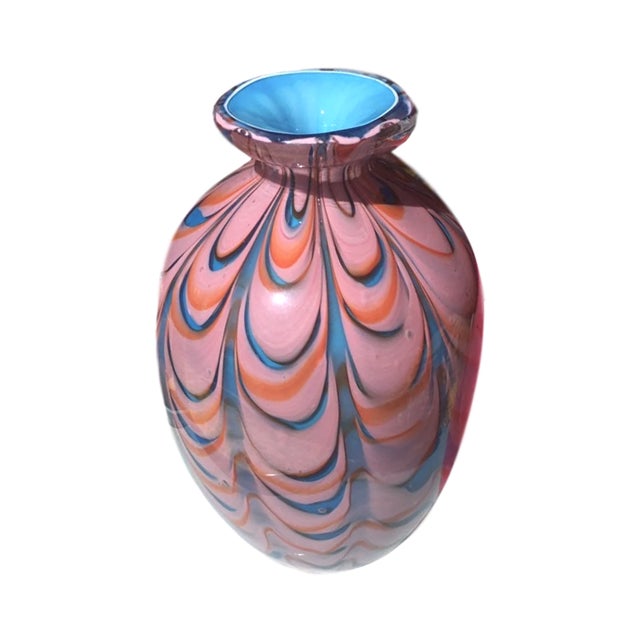 Pink Late 20th Century Hand Blown Murano Style Eclectic Glass Art Vase For Sale - Image 8 of 8