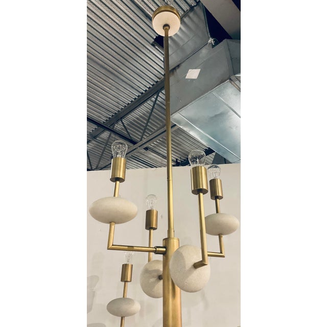 2020s Arteriors Modern Ricestone and Brass Vista Chandelier For Sale - Image 5 of 5