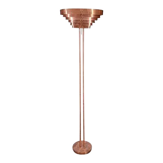 Art Deco Machine Age Copper Floor Lamp by Kurt Versen For Sale