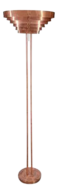 Art Deco Machine Age Copper Floor Lamp by Kurt Versen