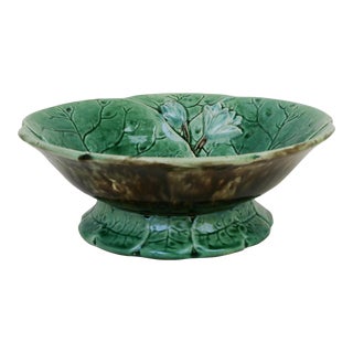 Thomas Forester 19th C Majolica Lily Pond Compote, England For Sale
