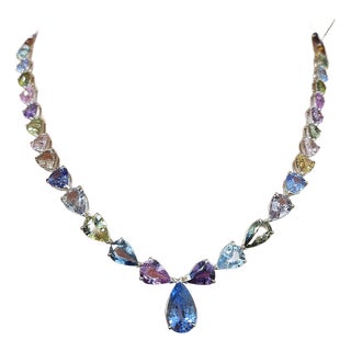59.92 Ct Natural Ceylon No Heat Sapphire Necklace For Sale