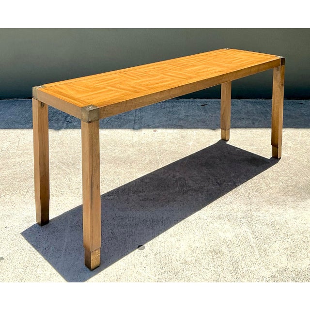 Vintage Brass Detail Campaign Console Table For Sale - Image 9 of 12