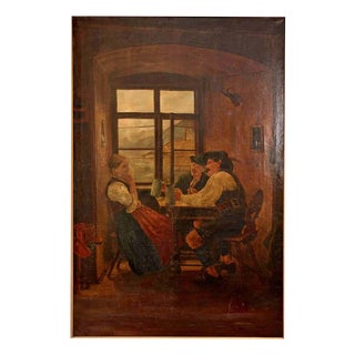 Hermann Graf, Beer Drinkers, 19th Century, Oil on Canvas, Framed For Sale