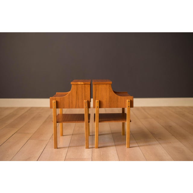 Wood Pair of Vintage Teak Nightstands by Ab Carlstrom & Co. Mobelfabrik, Sweden For Sale - Image 7 of 17