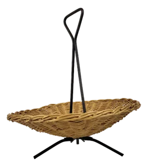 Vintage Rattan and Metal Basket, 1960s