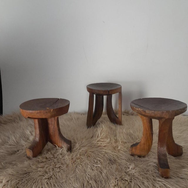 Mid-Century Rustico African Stools, Set of 3 For Sale - Image 18 of 18