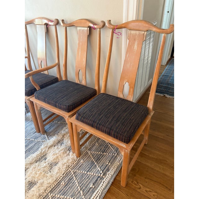 Beautiful matched set of six Chinese-style yoke-back (guanmaoyi / official’s hat) chairs by Baker Furniture. Includes two...
