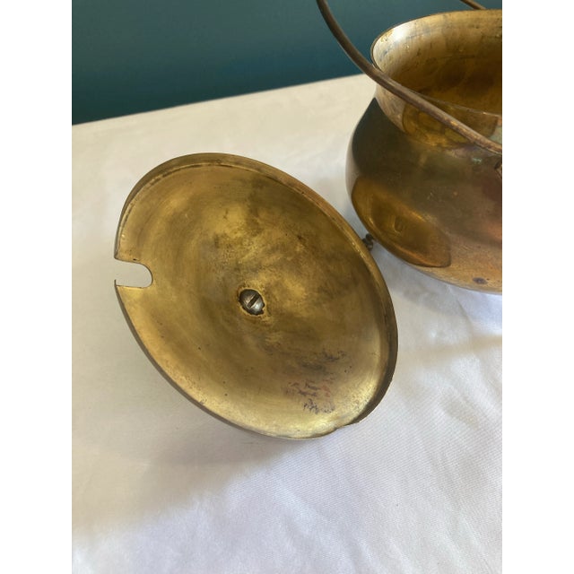 Metal Vintage Solid Brass Fire Starting Pot With Pumice Stick For Sale - Image 7 of 9