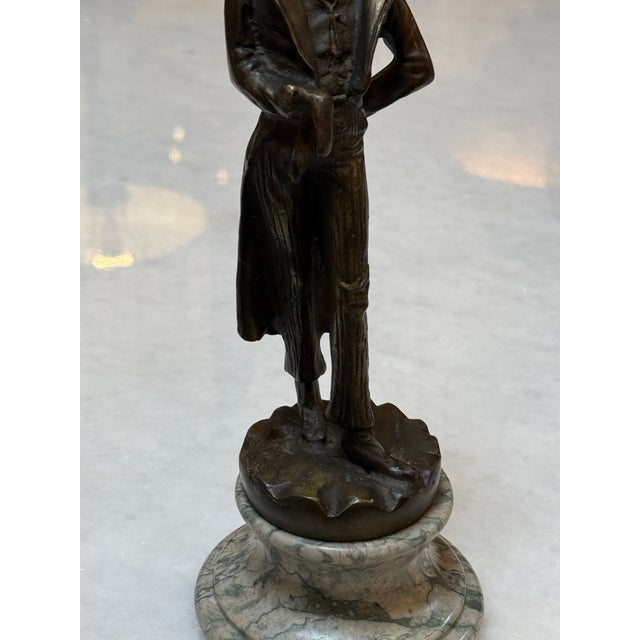 Victorian Bronze Poodle Gentleman Sculpture on Marble Base For Sale - Image 4 of 12