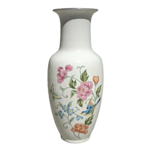 Vintage Chinoiserie Ceramic Porcelain Flower and Butterfly Vase