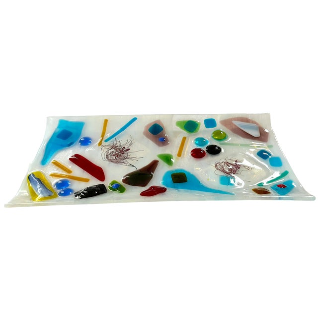 Postmodern Studio Fused Art Glass Tray in the Style of Chihuly & Memphis Milano For Sale In Jacksonville, FL - Image 6 of 11