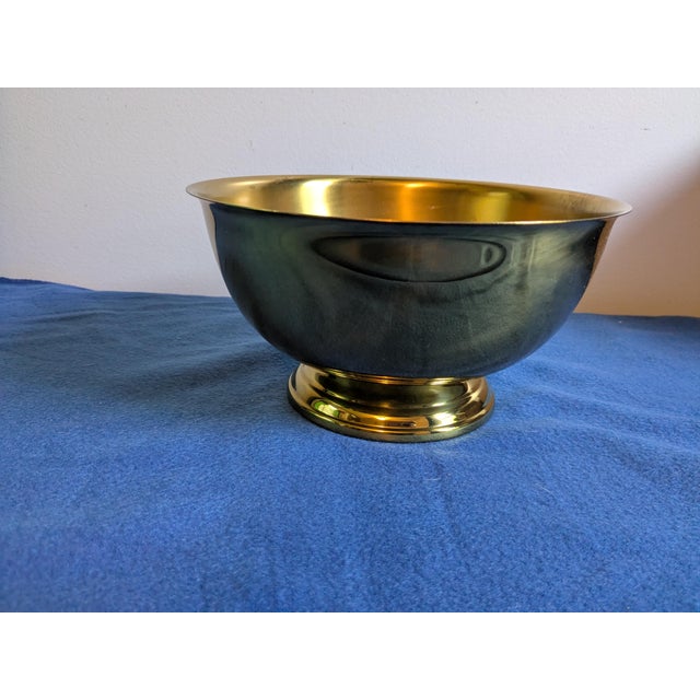 Vintage Mid-Century Seiden Solid Brass Paul Revere Style Footed Bowl - 8.25" For Sale - Image 11 of 15