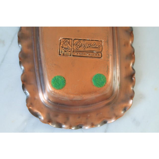 Metal Vintage Gregorian Copper Rectangular Butter Dish With Floral Lid For Sale - Image 7 of 8