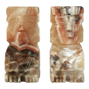 Pair of Vintage Aztec Mexican Onyx Bookends