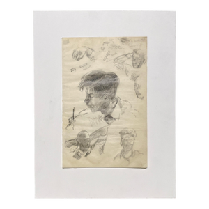 A Striking, 1930s Composite Sketch, Figure Study (Faces and Profiles- Portrait of a Young Man) by Noted Chicago Modern Artist, Harold Haydon