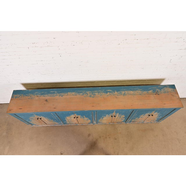 Modern Distressed Blue Painted Monumental Sideboard by Van Thiel For Sale - Image 9 of 13