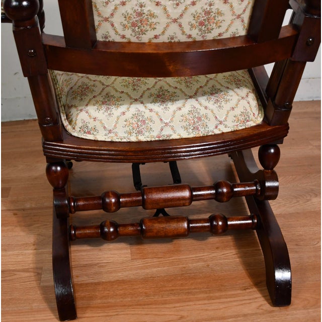 1870 Antique George Hunzinger Barley Twist Mahogany Platform Rocking Chair For Sale - Image 13 of 16