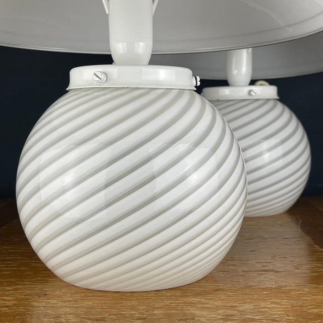 1970s White Murano Table Lamps, 1970s, Set of 2 For Sale - Image 5 of 14