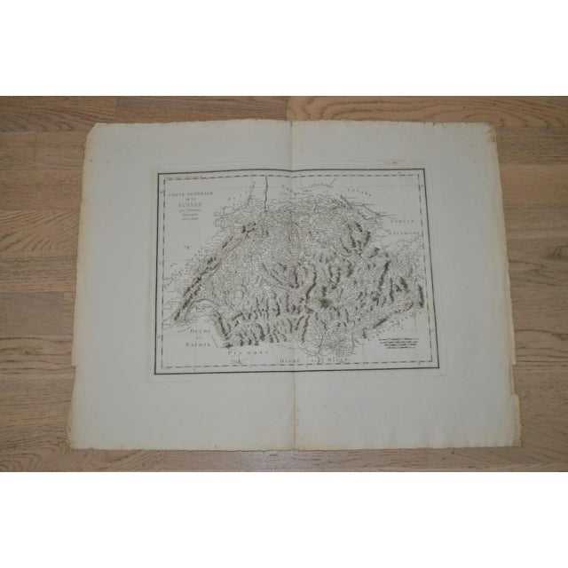 general map of Switzerland by Clermont geographer MDCCLXXXI with crystal paper good condition total 21.3 x 27.6 in 1781...