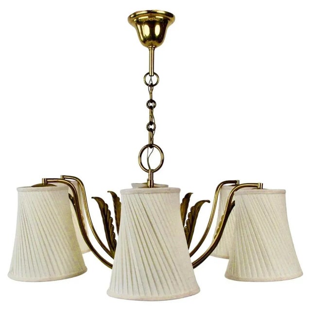 Vintage Pendant Light in Brass with Silk Shades by Josef Frank, 1955 For Sale - Image 17 of 17