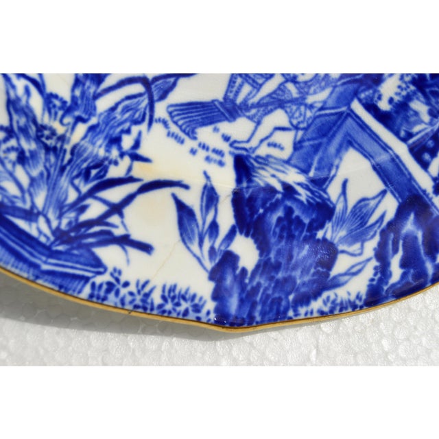 Late 19th Century Royal Crown Derby Blue Mikado Bone China 22k Gold Accent Bread & Butter Plate England For Sale - Image 10 of 13