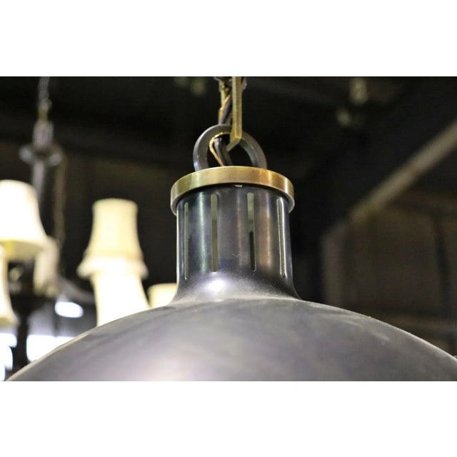 Spherical Glass Brass and Metal Mid Century Modern Chandelier Pendant Lamp For Sale - Image 4 of 7