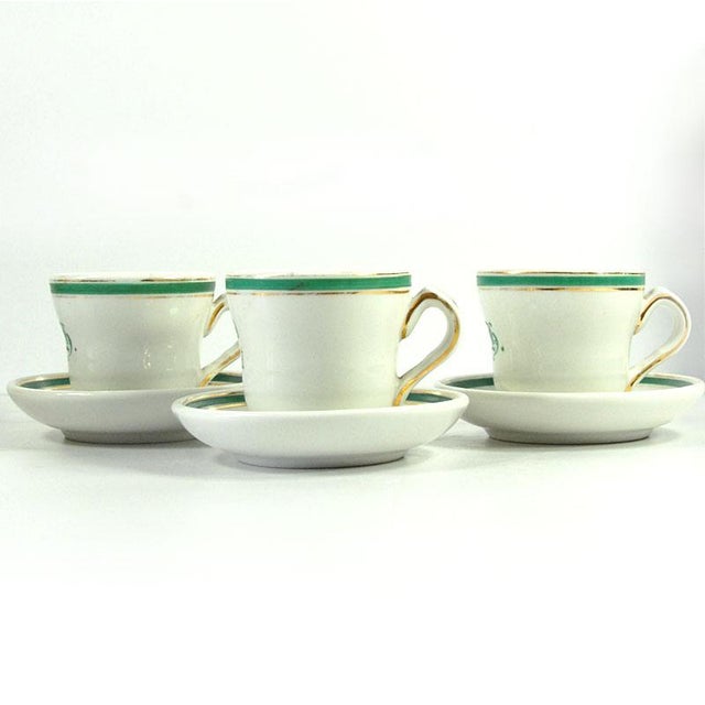 Large Belgian Porcelain Cups and Saucers, 1890s, Set of 6 For Sale - Image 3 of 10