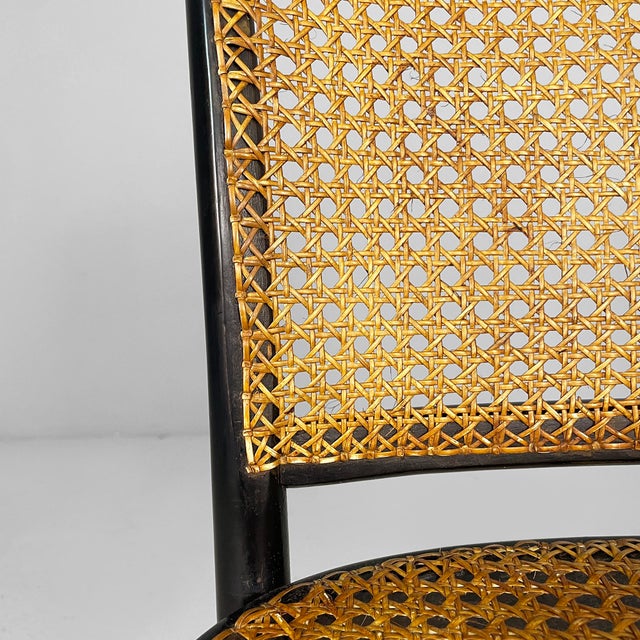 Beige Czechoslovak Modern Straw and Black Wood Chairs 811 by Joseph Hoffmann for Drevounia, 1980s, Set of 6 For Sale - Image 8 of 15