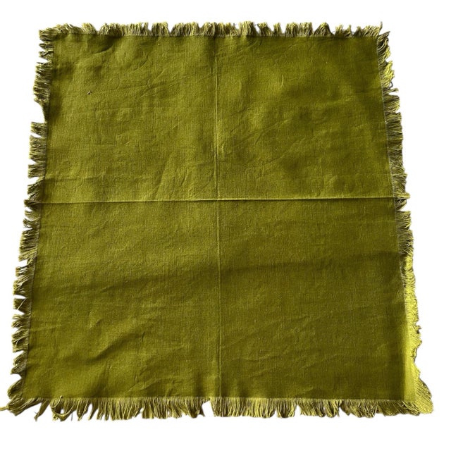 Farmhouse Vintage Set of 7 Dinner Linen Napkins Neutral Colors Fringed Farmhouse Boho Easter Earth Tones For Sale - Image 3 of 12