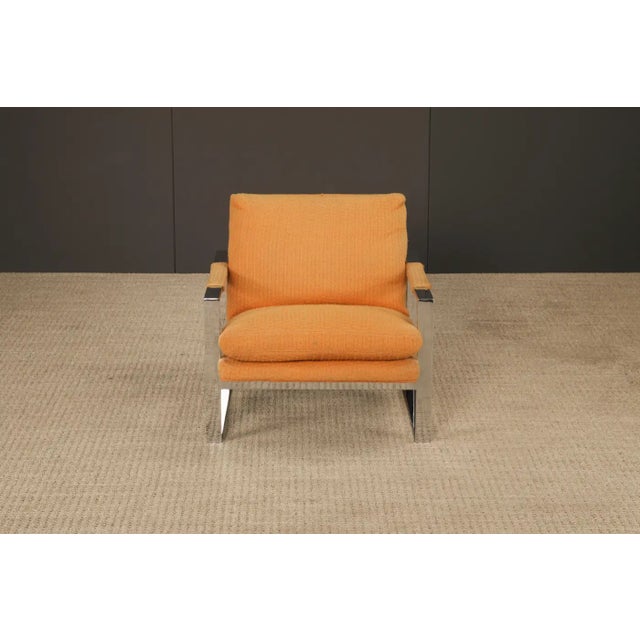 1970s Chrome Flatbar Lounge Armchair by Milo Baughman for Thayer Coggin, 1970s, Signed For Sale - Image 5 of 17