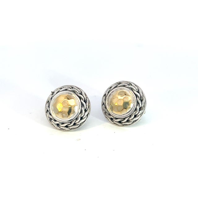 Authentic John Hardy Estate Post Palu Clip-on Earrings Sterling Silver 22k Y Gold JH68 TRUSTED SELLER SINCE 2002 PLEASE...