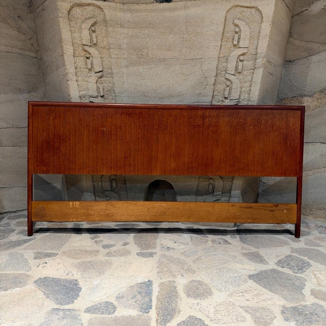 For your consideration, a vintage mid-century modern teak King-size headboard crafted in the style of renowned designer...
