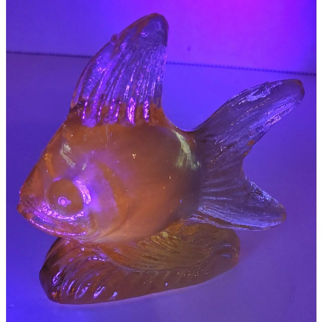 Yellow Mid Century Yellow Glass Angel Fish Figurine For Sale - Image 8 of 10