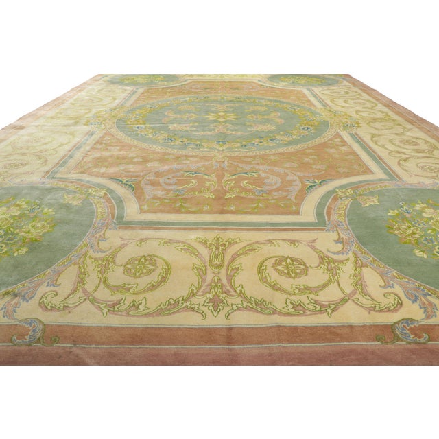 Vintage Persian Isfahan Rug, 13'04 X 19'09 For Sale - Image 4 of 12