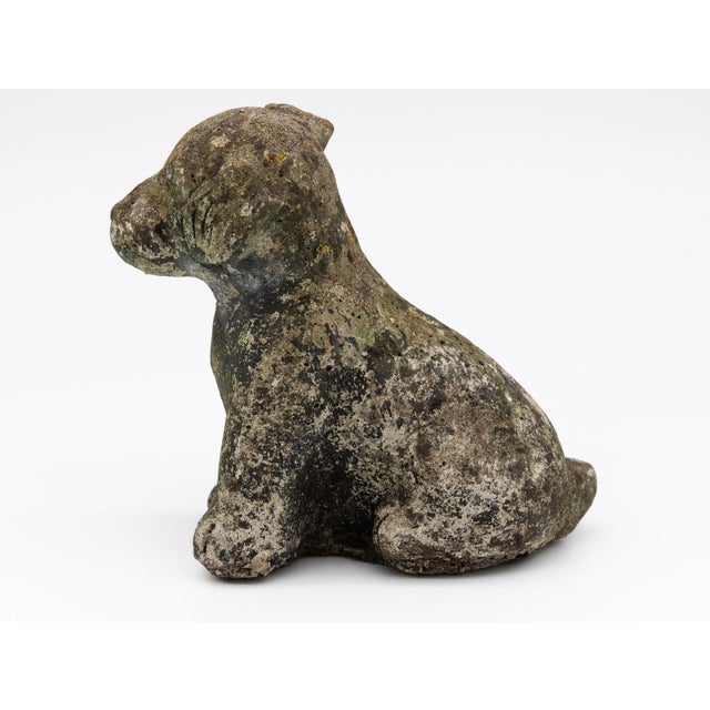 English Reconsitituted Stone Puppy or Dog Garden Ornament, England Mid 20th C. For Sale - Image 3 of 8