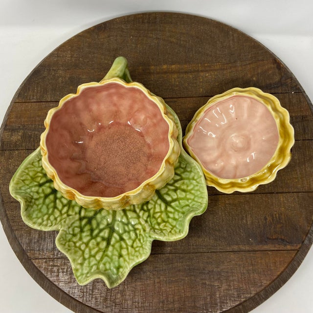 1960s Sarreguemines French Majolica Pumpkin Tureen For Sale In Palm Springs - Image 6 of 8