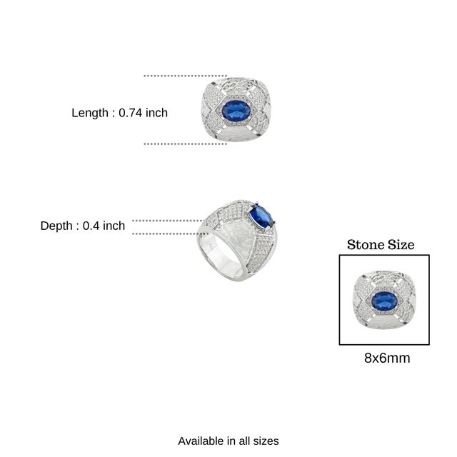 Carat&her Bold 925 Sterling Silver Ring With Blue Cubic Zirconia Size 6 For Sale - Image 9 of 12