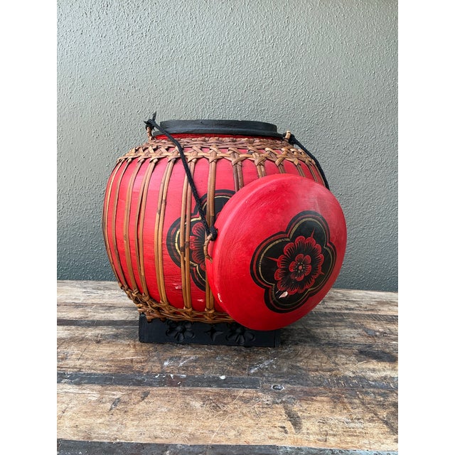 Vintage Asian Rattan Wrapped Lidded Basket For Sale - Image 10 of 12