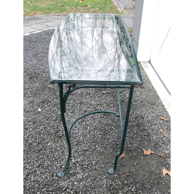Salterini attributed Park Avenue Console in dark green. Heavy well made piece. The console is 66" wide x 22.5" deep x 36"...