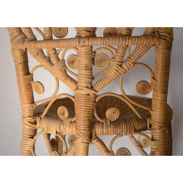 Vintage 1970s Boho Bamboo & Rattan Heart Back Chair For Sale - Image 13 of 17