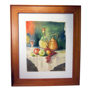 1960s Walker Still Life Mid Century Signed Watercolor Original Frame