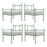 Set of Four French Mid-Century Iron Garden Lounge Dining Armchairs For Sale