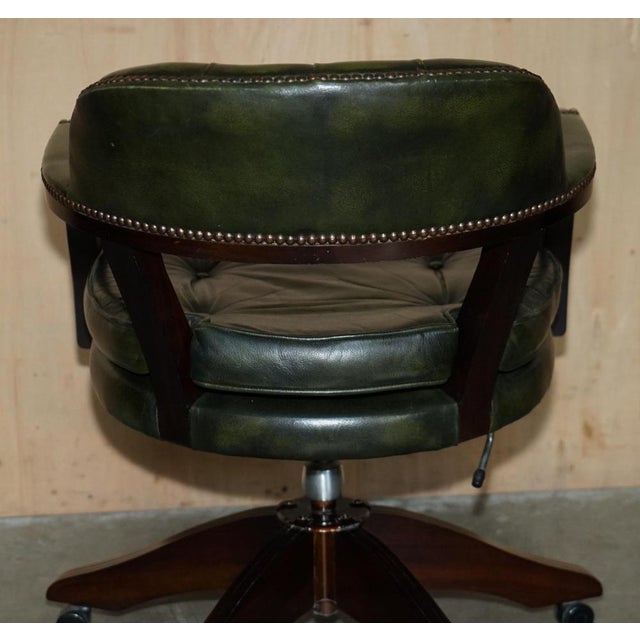 Vintage Chesterfield Captain's Chair in Bottle Green Tufted Leather For Sale - Image 14 of 18