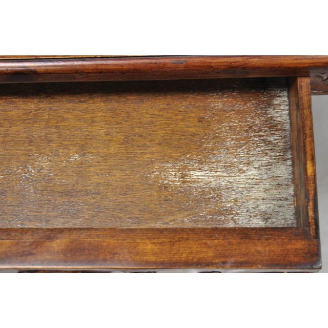 Vintage French Country Pine Wood Distress Floral Carved 1 Drawer Writing Desk For Sale - Image 11 of 14