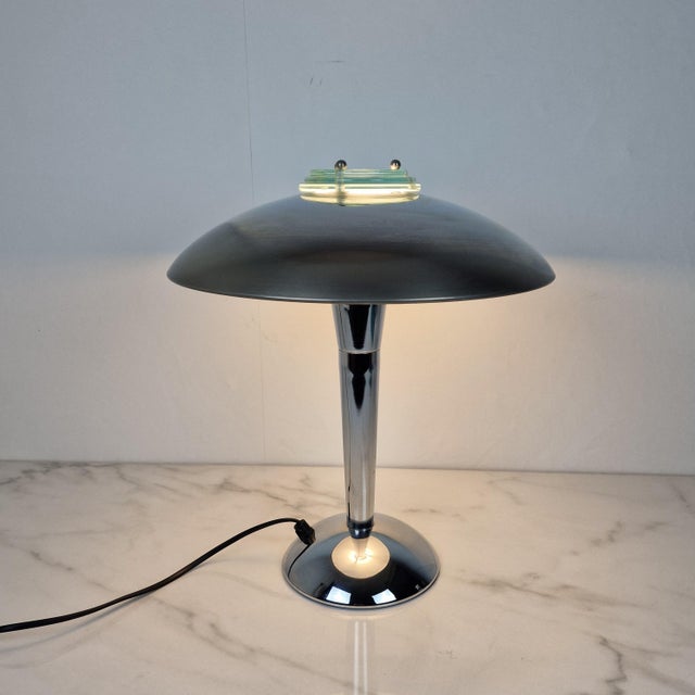 Metal Vintage Space Age Chrome & Glass Table Lamp, 1980s For Sale - Image 7 of 14