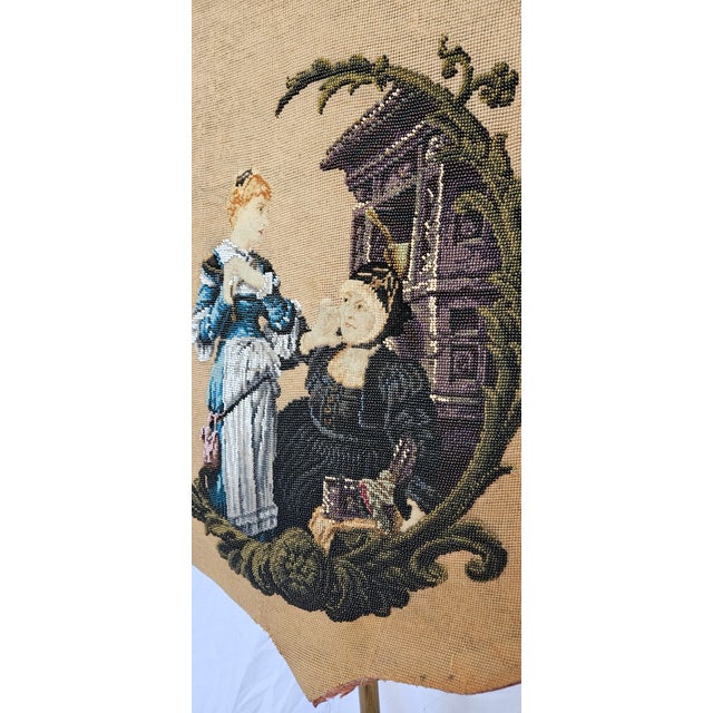 Antique decorative fireside furniture pole to proudly display fine textile art -- dating to the Regency period, circa...