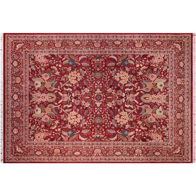 Red Shabby Chic Nagi Pak-Persian Red/Red Wool Rug - 9'0'' X 12'7'' For Sale - Image 8 of 9