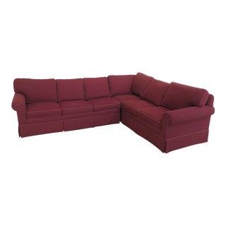 Ethan Allen Red Upholstered Sectional Sleeper Sofa For Sale